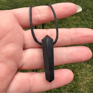 Shungite Point Pendant Necklace on adjustable cord